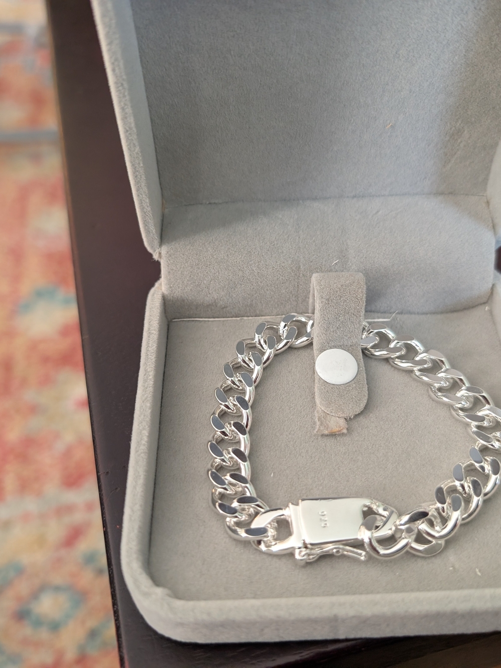 Men's Silver Curb Chain S925  Bracelet - - Picture 3 of 3